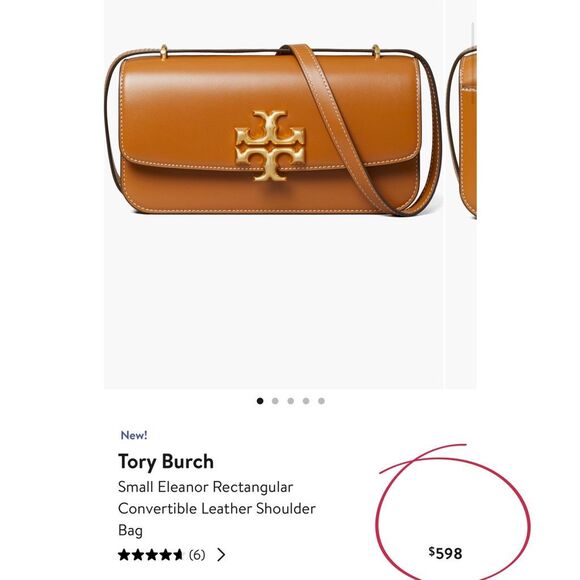 AUTH BRAND NEW Tory Burch Small Eleanor Rectangular Bag in Malt Whiskey $598 - Picture 3 of 17